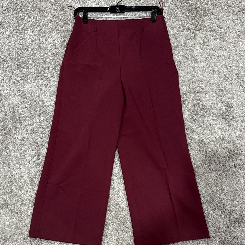 Zara Burgundy Wide Leg Women's Pants